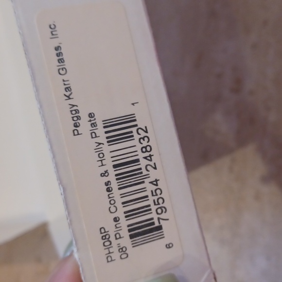 Peggy Karr Glass New Fused Glass 8" Pine Cones & Holly Plate - Picture 5 of 8